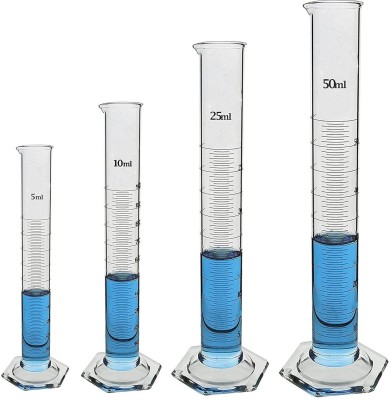 SBT Borosilicate 3.3 Glass Measuring Cylinder Set 4 Measuring Cup Set(5 ml, 10 ml, 25 ml, 50 ml)