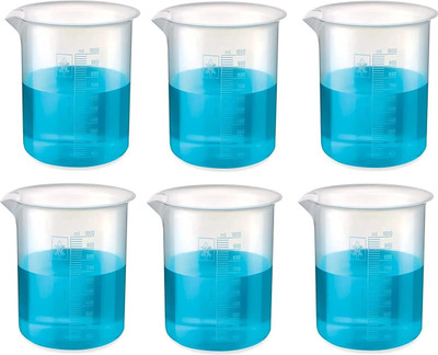 SBT Polypropylene Plastic Beaker with Graduation Marks, Pack of 6 Beakers Measuring Cup(1000 ml)