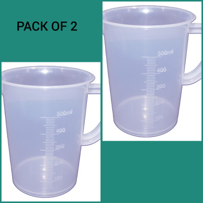 E&E Polylab Polypropylene Measuring Jug with Handle Measuring Cup 500 ml (Pack of 2) Measuring Cup(500 ml)