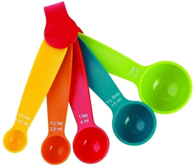 GREEN WHITE Set - 5 Pcs Multi Color Measurement Spoons Set Disposable Plastic Table Spoon(Pack of 1)