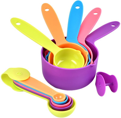 Mobfest ® 10 Pcs Colorful Measuring Cup and Spoon for Measuring Sugar Scoop Flour Measuring Cup Set(200 ml)