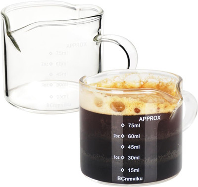 BeanZeek 2 Pack Espresso Measuring Glass Cups, Coffee Measuring Cups 75ml Capacity Each Measuring Cup(75 ml)