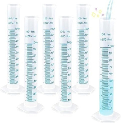 LABO Scientific Measuring Cylinder Polypropylene Hexagonal Base College Pack 6 Measuring Cup(100 ml)