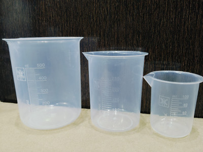Mitrolia Measuring Beaker Set Use For Kitchen And School Labs (pack of 3) Measuring Cup(500 ml, 250 ml, 100 ml)