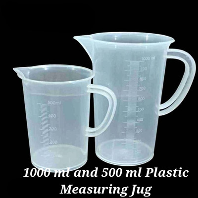 E&E Set Of 2 Plastic Jugs 1000 ml and 500 ml with Handle Combo Pack Measuring Cup Measuring Cup Set(1500 ml)