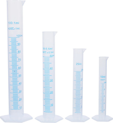 Makfest Plastic Measuring Cylinders Pack of for Kitchen, Lab, Industries Use 1 Each Measuring Cup Set(10 ml, 25 ml, 50 ml, 100 ml)