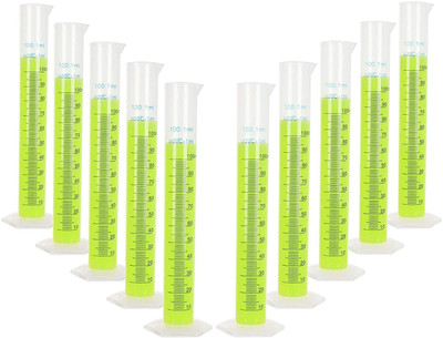 SBT Cylinder Graduated 2-Sided Measuring Lines Science Test Tube Lab 10 Pack Measuring Cup Set(100 ml)
