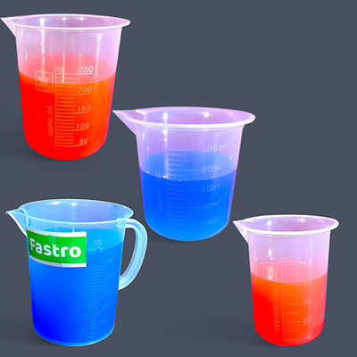 fastro Plastic Measuring Jug 250ml & Measuring Beaker 250, 100, 50ml Combo Set Measuring Cup Set(250 ml)