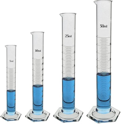 SBT Borosilicate 3.3 Glass Measuring Cylinder Set 4 Measuring Cup Set(5 ml, 10 ml, 25 ml, 50 ml)