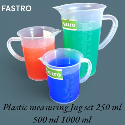 fastro Transparent Jugs Moulded in Polypropylene Combo Pack Measuring Cup(250 ml, 500 ml, 1000 ml)
