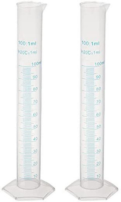 SBT Measuring Transparent Cylinder Laboratory Test Collage, Chemistry Pack 2 Measuring Cup Set(100 ml)