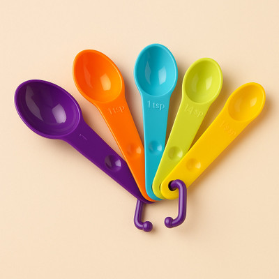 HomeHunt 5-Piece Measuring Spoon Set – Colorful BPA-Free Plastic Spoons with Sizes Marked Measuring Cup Set(31 ml)