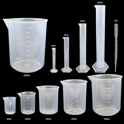 SBT 4 PCS Graduated Cylinder and 6 PCS Beakers for DIY Laboratory Measuring Measuring Cup(100 ml, 50 ml, 150 ml, 250 ml, 500 ml, 1000 ml)