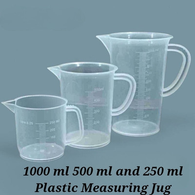 E&E Set Of 3 Jugs 1000/500/250ml with Handle Combo Pack Measuring Cup Measuring Cup Set(1750 ml)
