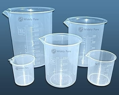 SCSS Transparent Plastic Measuring Beaker Set 1000,500,250,100,50ml for Laboratory Measuring Cup Set(1000 ml)