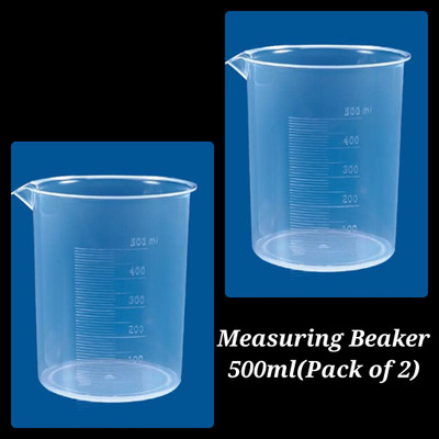 E&E 500 ml Measuring Beaker without handle(Pack of 2) with Graduation Marks Measuring Cup(500 ml)