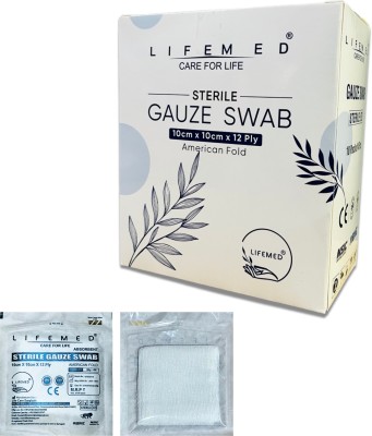 LIFEMED Sterile Gauze Swab 10cm x 10cm x 12Ply Type-17 (Box of 10 Pouch - 40 Nos) Gauze Medical Dressing(Pack of 10)