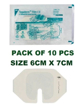 3M Tegaderm Transparent Film Dressing Frame Style 1623WIN, 6 cm x 7 cm (Pack of 10) Films Medical Dressing(Pack of 10)