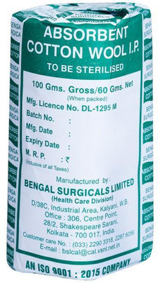 BENGAL SURGICALS Cotton Wool Absorbent (B.S) Green Gross (100 g) Interactive dressings Medical Dressing(Pack of 1)