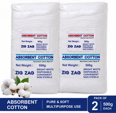 Dr. Chhabra's Earthiest ZIG ZAG COTTON FOR MAKE UP REMOVE,DUST FREE, CLEANSING, MULTIPURPOSE , 2 Pack Interactive dressings Medical Dressing(Pack of 2)