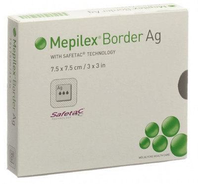 Mepilex Border HYDROPHILIC SILVER FOAM DRESSING 7.5X7.5CM BOX Foams Medical Dressing(Pack of 2)