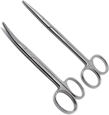 mediwave Surgical Instrument Set Metzenbaum Straight and Curved Scissor (4 inch) Medical Equipment Combo