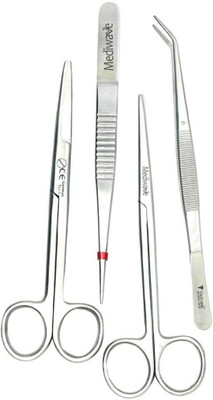 mediwave Surgical Instrument Forceps Set of 4 Pc Stainless Steel Utility Forceps