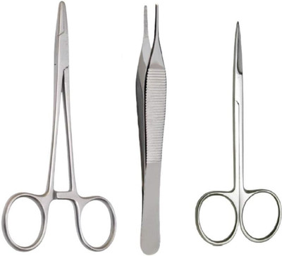 GOLDFINCH Suture Set of 3 Surgical Instrument, 6’’ Needle Holder, 5’’ Adson Dissecting Utility Forceps