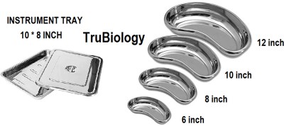 TRU BIOLOGY Instrument Tray with Lid 10*8 INCH,Kidney Tray 6,8,10,12 INCH Medical Equipment Combo