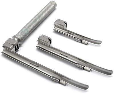 IS IndoSurgicals Miller Type Laryngoscope Set with Blade Sieze 0, 1, & 2, Medical Equipment Combo