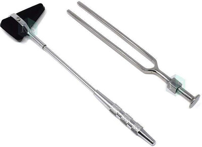 IS IndoSurgicals Reflex Hammer Taylor Model and Tuning Fork (128 Hz) Medical Equipment Combo