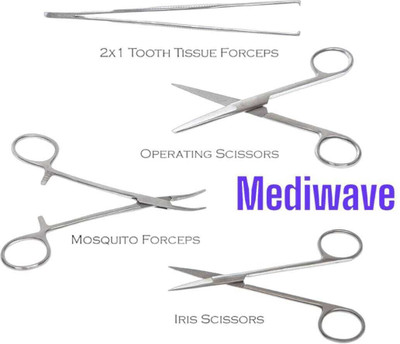 mediwave Dressing Dissection surgical instruments set KIT Set of 4 Pcs Dressing Forceps