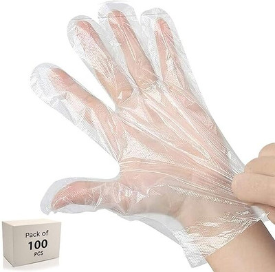 Spotview 100 Pcs Transparent Disposable Hand Gloves For Hair-dye, Clinics, Hotels, Salons Polyisoprene Examination Gloves(Pack of 100)