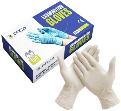 OTICA Latex Medical Examination Disposable Powdered Hand Gloves Medium Latex Examination Gloves(Pack of 100)