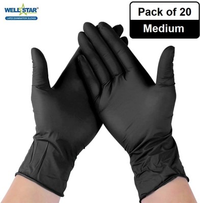 Wellstar Nitrile Examination Gloves Black (Best Price & Quantity Guaranteed) (Medium) Nitrile Examination Gloves(Pack of 20)