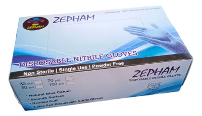Zepham Powder-Free Disposable Multipurpose Gloves Nitrile Examination Gloves(Pack of 100)