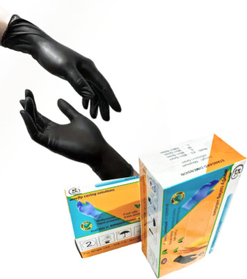 WOVFLY CARING SOLUTIONS Disposable Nitrile Examination Gloves | Black Size L | Multipurpose Gloves Nitrile Examination Gloves(Pack of 100)
