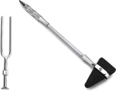 Dr. TORSO Percussion Knee Hammer with Tuning Fork (512 Hz) Built-in Brush I Premium Medical Hammer
