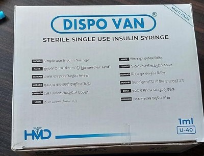 DISPOVAN Single use (disposable) insulin syringes 31G 1ml 0.25x60 (Pack of 100) -(B-Arm) Medical Needle(White)