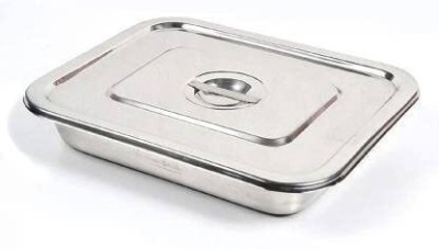 mediwave Instruments Tray With Cover (Lid) Stainless Steel (8x6 inch) Reusable Medical Tray