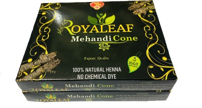 ROYALEAF Bridal Mehendi Cone for wedding hand designing 24pc of 25g in 2 box Natural Mehendi(Pack of 24)