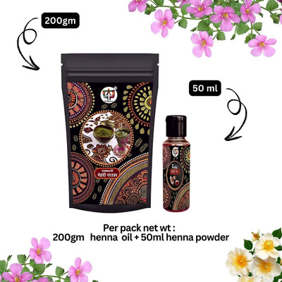 TRIBHU Combo Pack Rajasthani Natural & Pure Mehendi Powder 200g & 50ml Oil Natural Mehendi(Pack of 2)