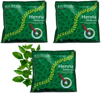 RICHFEEL Henna Mehendi Powder| Natural Hair Colour with Amla|100 g (Pack of 3)(300 g)