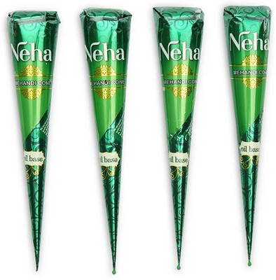 Neha Mehendi Cone-4 Natural Mehendi(Pack of 4)