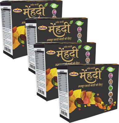 MEGHDOOT Herbal Kali Mehandi| Khadi Kali Mehandi 60gm Natural Mehendi(Pack of 4)