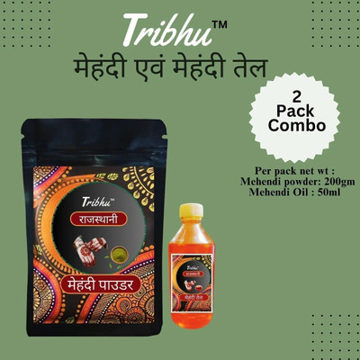 TRIBHU Rajasthani Natural & Pure Henna Mehendi 200g & Oil 50ml Combo Pack Natural Mehendi(Pack of 2)