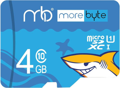 MOREBYTE 4GB MicroSD Card Shark Series 4 GB MicroSD Card Class 10 90 MB/s  Memory Card Compatible with Mobile, Camera, Computer, Tablet
