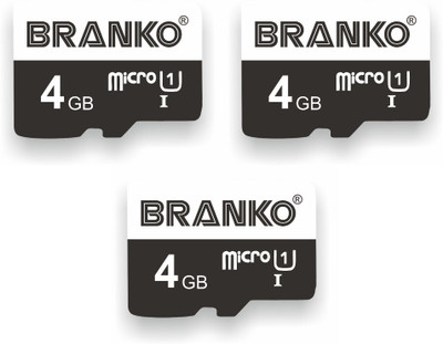 Branko SD-Card-10C-4gb Micro SD Card 4 GB MicroSD Card Class 10 90 MB/s  Memory Card Compatible with Computer, Camera, Mobile
