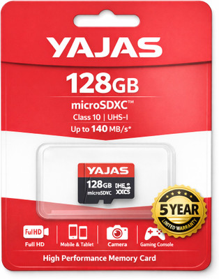 yajas SDSQUAB-128G-GN6MN OF MEMORYCARD 10 128 GB MicroSD Card Class 10 140 MB/s  Memory Card Compatible with Camera, Computer, Gaming Console, Tablet, Mobile(With Adapter)