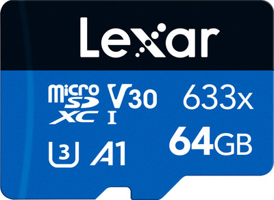 Lexar LMS0633064G-BNNNG MSD 633x 64 GB MicroSDXC UHS Class 3 100 MB/s  Memory Card Compatible with Camera, Tablet, Mobile